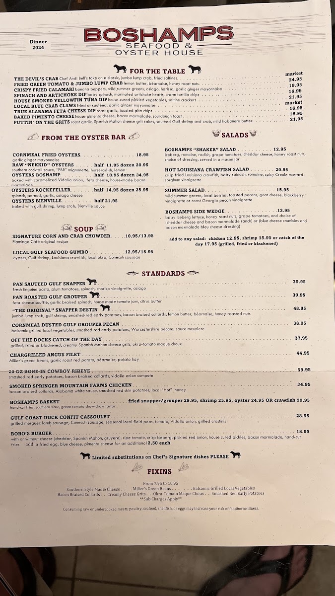 Boshamps Seafood and Oyster House Menu - Image 1